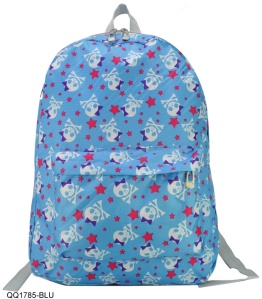 Backpack with Front Pocket In Skull Print – Blue