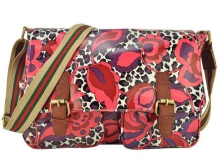 Designer Celebrity Womens Ladies Leopard Floral Oil Cloth Satchel Bag BB11